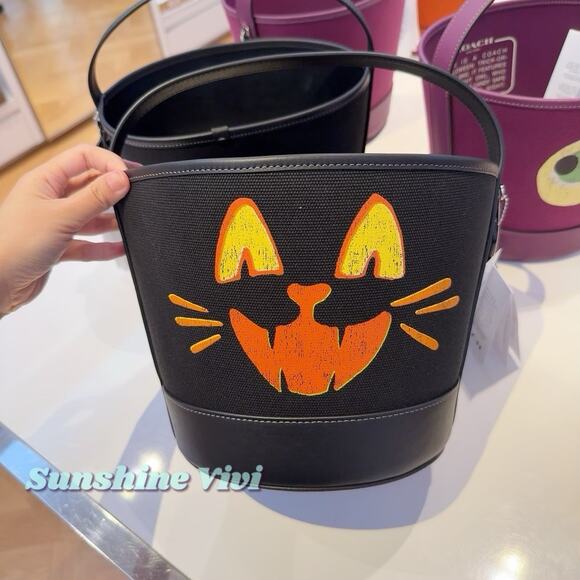 NWT Coach CCE04 Trick Or Treat Bucket Halloween Cat In Regenerative Cotton 2025 - Picture 1 of 5
